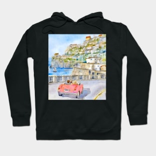 Capri adventure, watercolor painting Hoodie